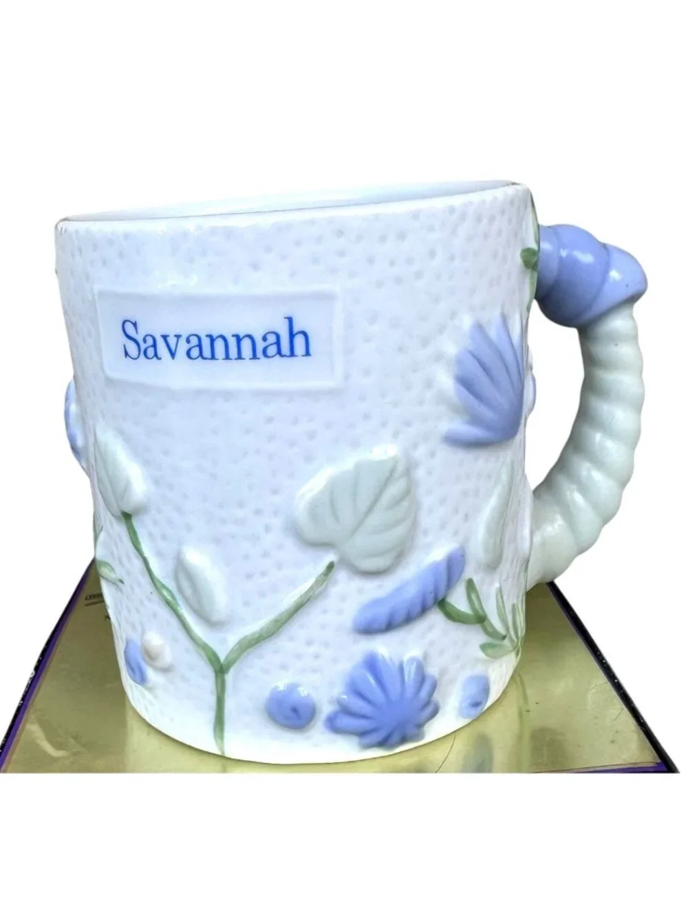 Vintage Handmade Savannah Georgia Cup Pottery Seashells Starfish Coast Beach